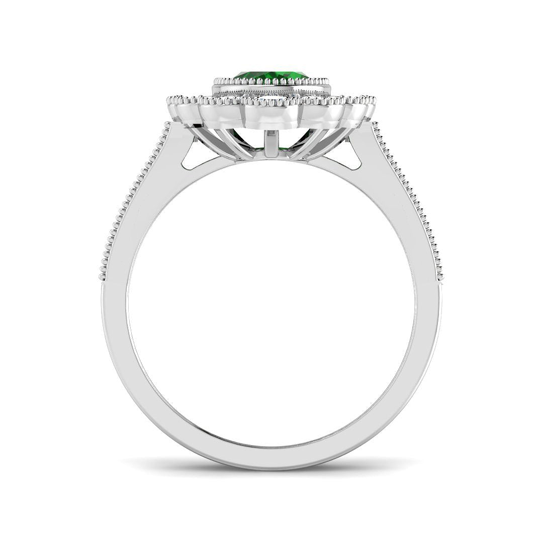 9ct White Gold 2.08ct Laboratory Grown Lab Columbian Emerald Ring