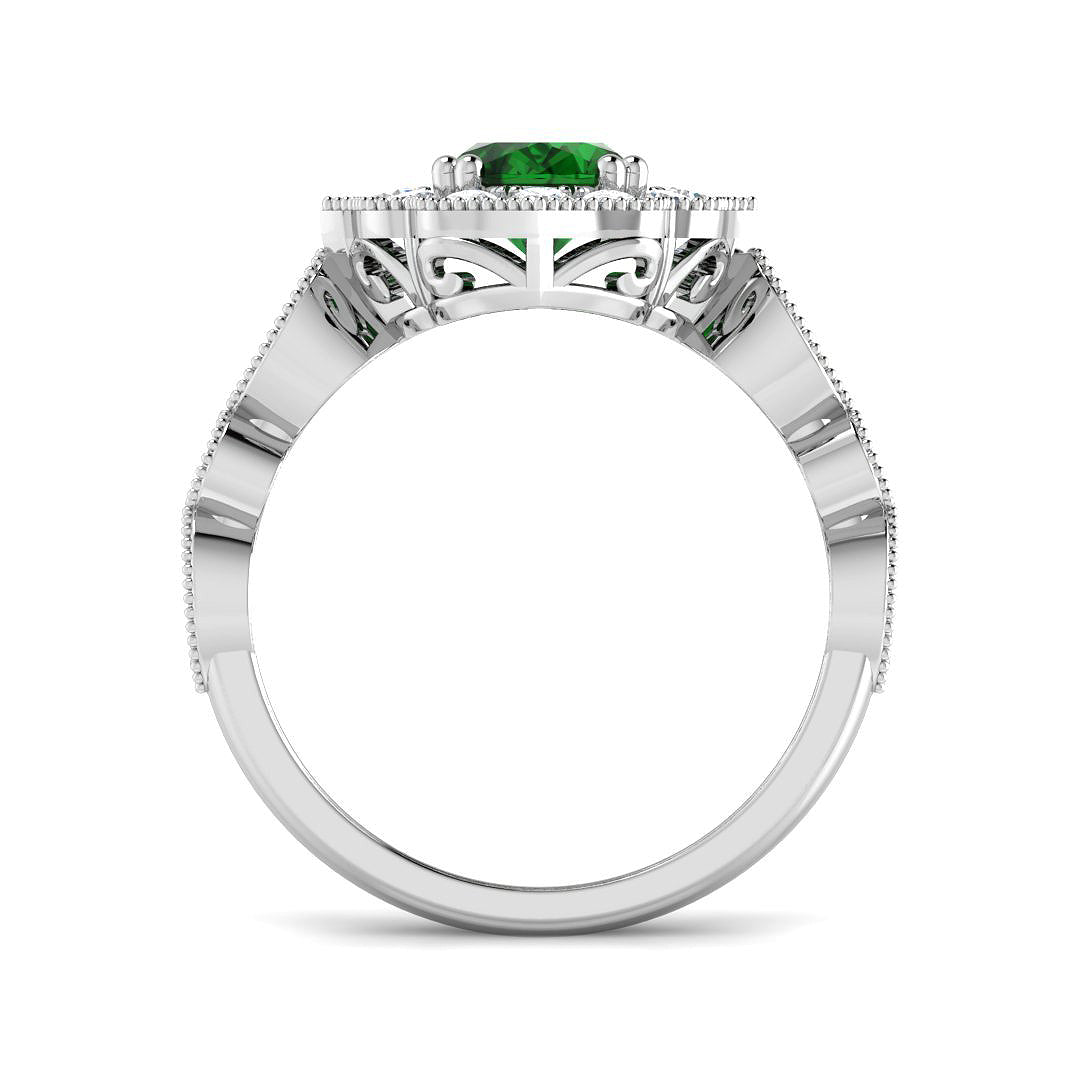 9ct White Gold 1.71ct Laboratory Grown Lab Columbian Emerald Ring