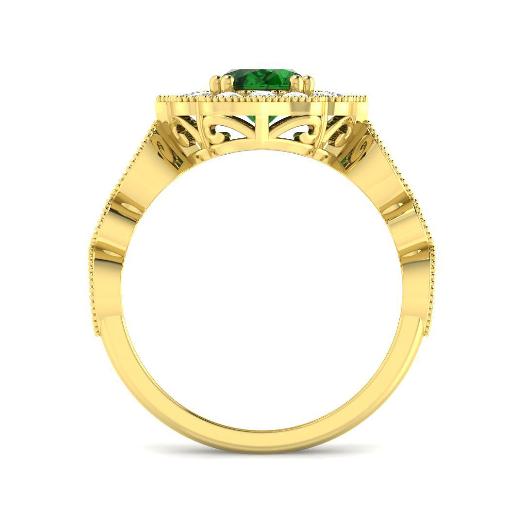 9ct Yellow Gold 1.71ct Laboratory Grown Lab Columbian Emerald Ring