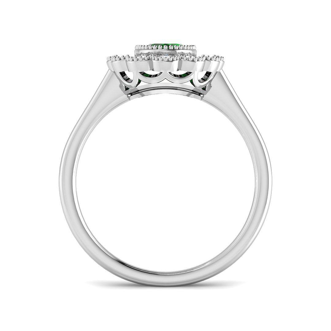 9ct White Gold 1.34ct Laboratory Grown Lab Columbian Emerald Ring