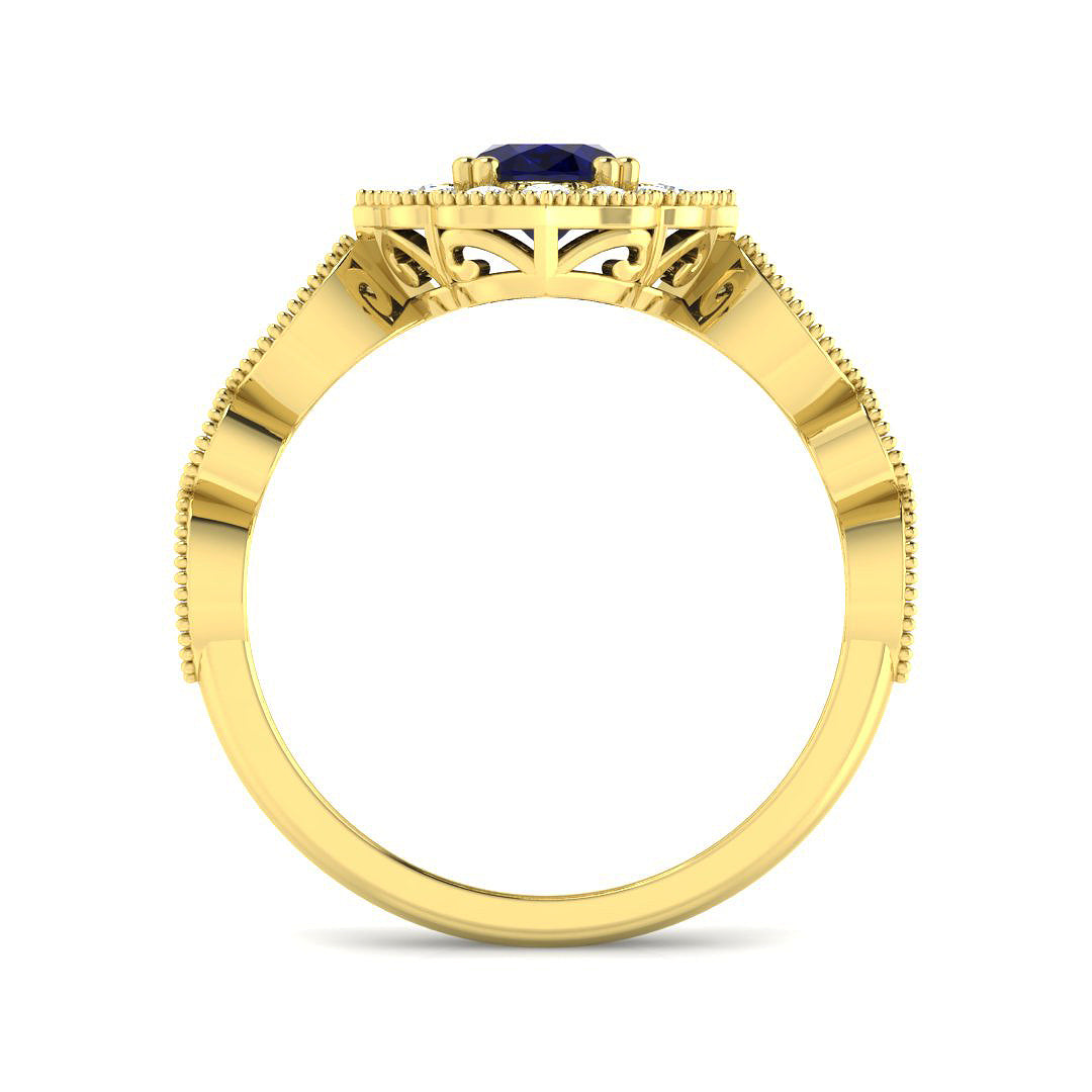 9ct Yellow Gold 1.63ct Blue Sapphire Ring