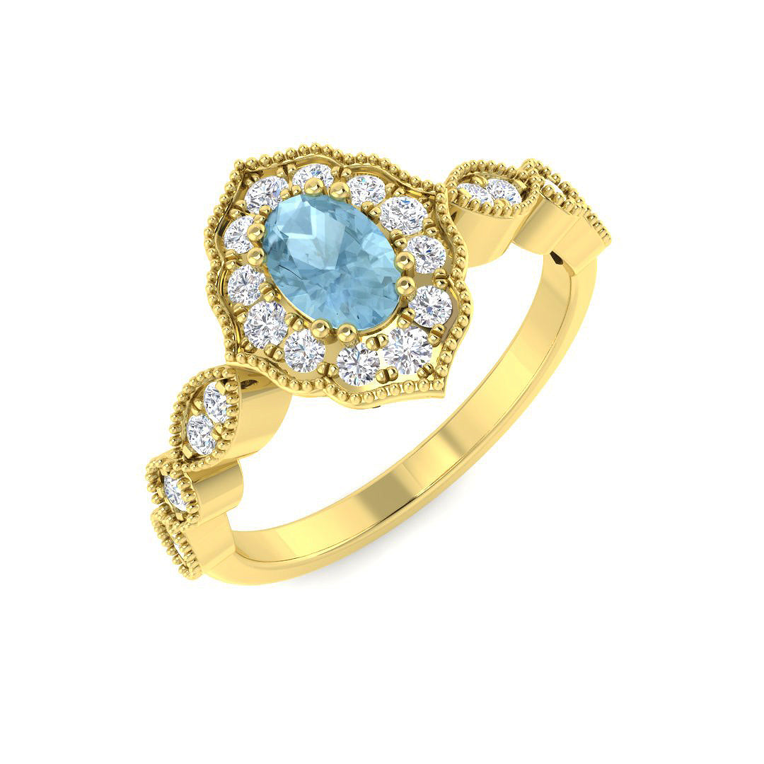 9ct Yellow Gold 0.70ct Aquamarine Ring