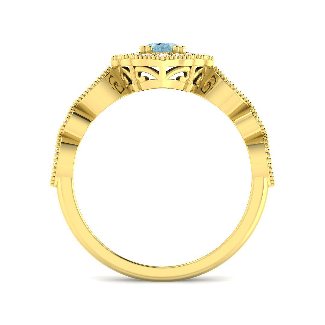 9ct Yellow Gold 0.70ct Aquamarine Ring