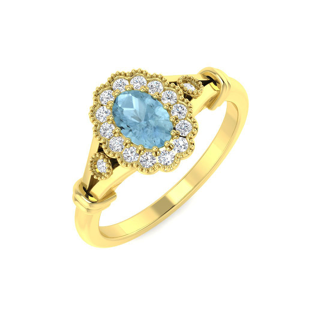 9ct Yellow Gold 0.55ct Aquamarine Ring