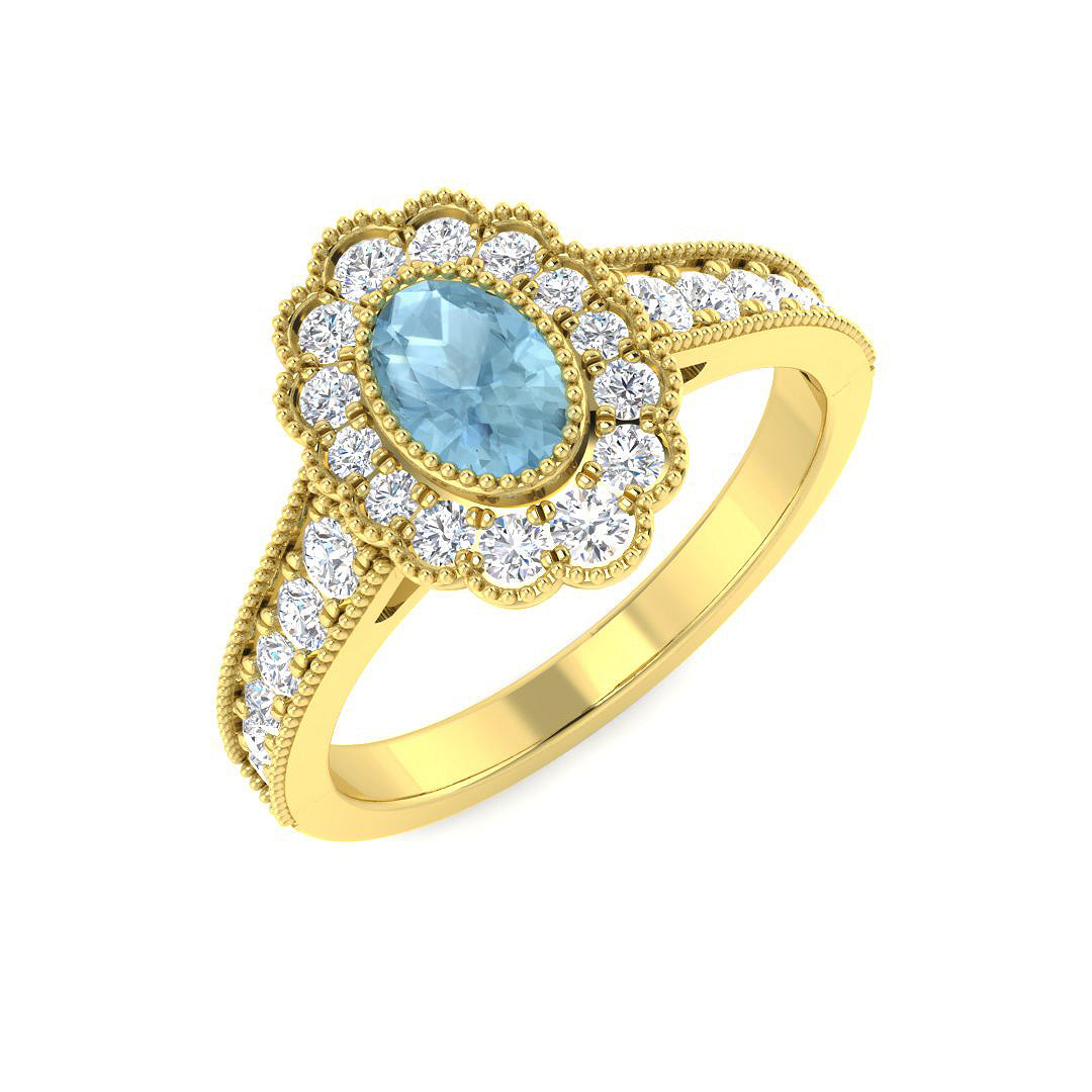 9ct Yellow Gold 0.83ct Aquamarine Ring