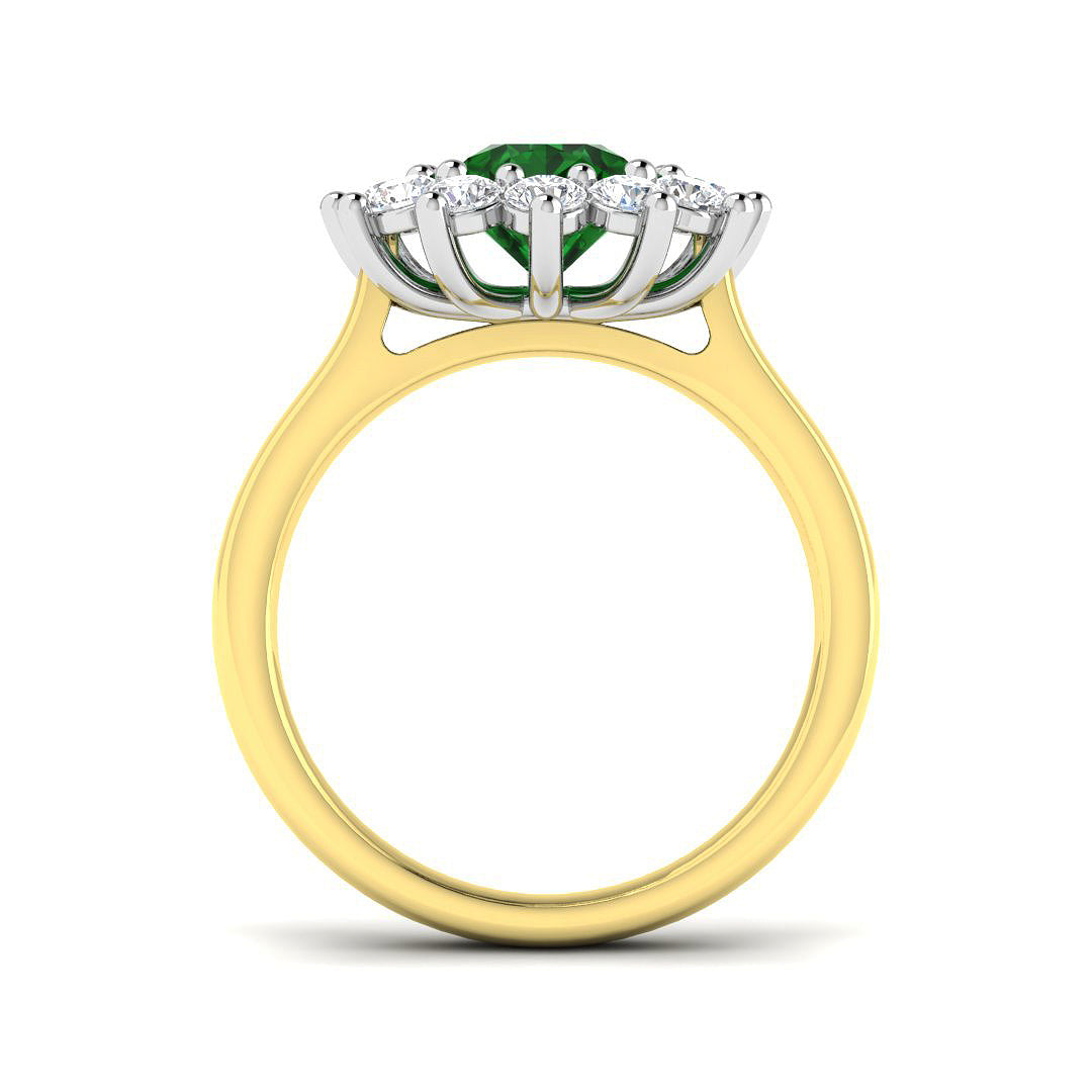 9ct Two-Tone Gold 2.29ct Laboratory Grown Lab Columbian Emerald Ring