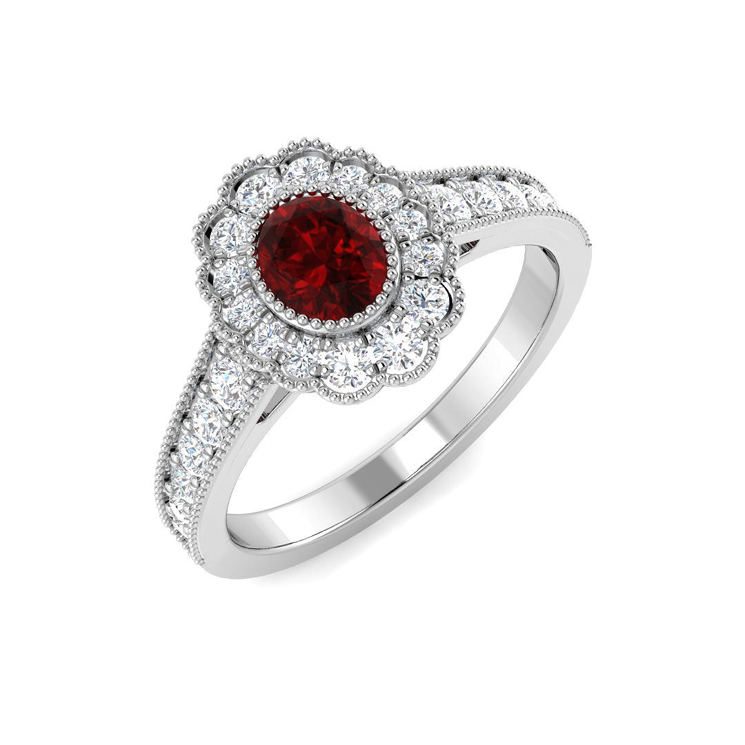 9ct White Gold 1.01ct Ruby Ring