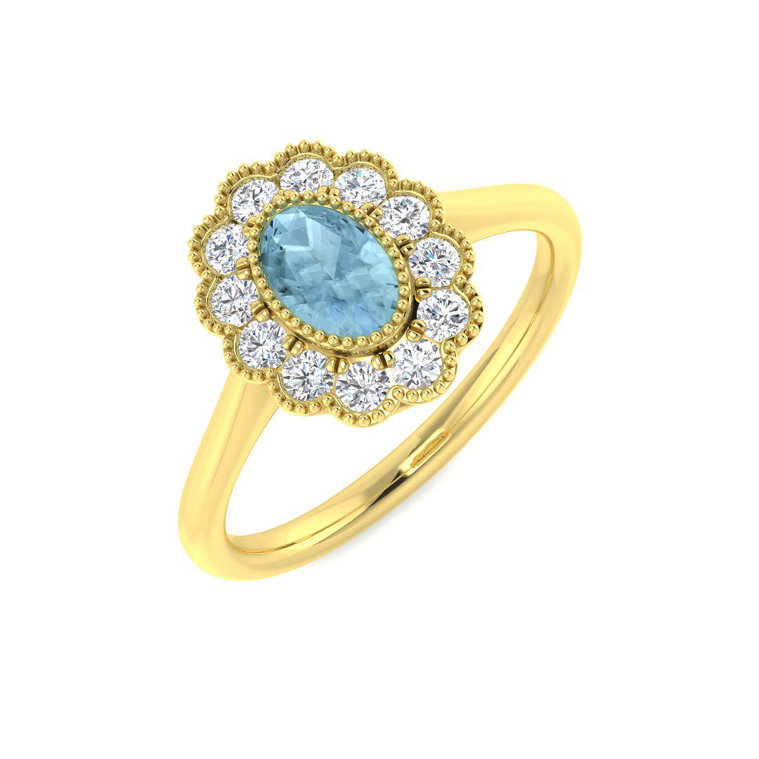 9ct Yellow Gold 0.67ct Aquamarine Ring