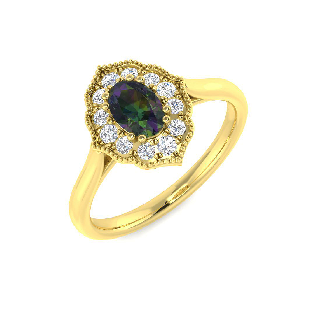 9ct Yellow Gold 0.68ct Teal Sapphire Ring