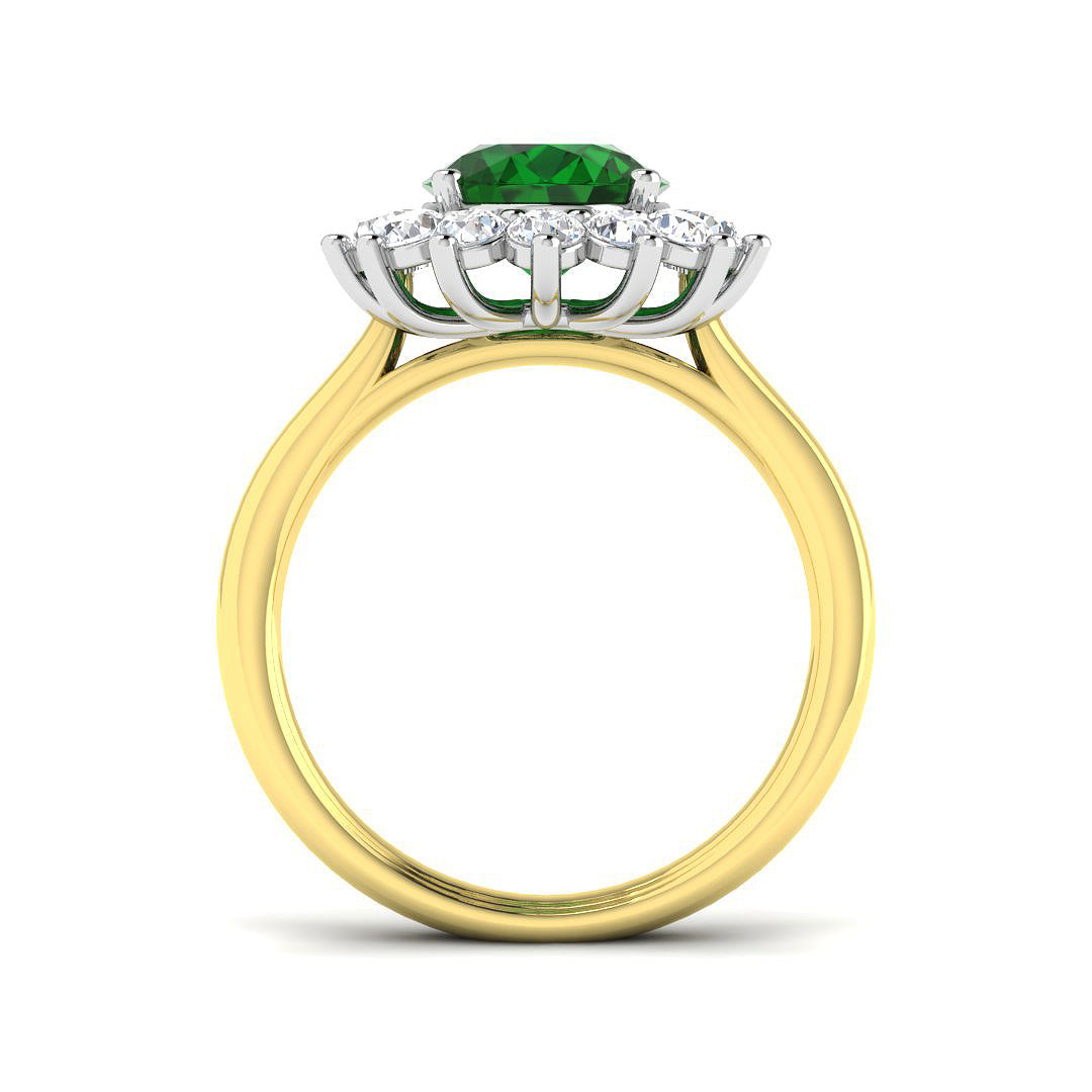 9ct Two-Tone Gold 3.43ct Laboratory Grown Lab Columbian Emerald Ring