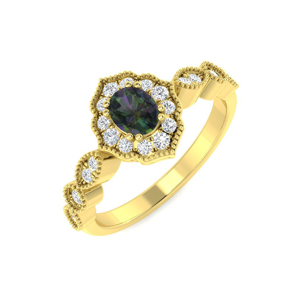 9ct Yellow Gold 0.61ct Teal Sapphire Ring