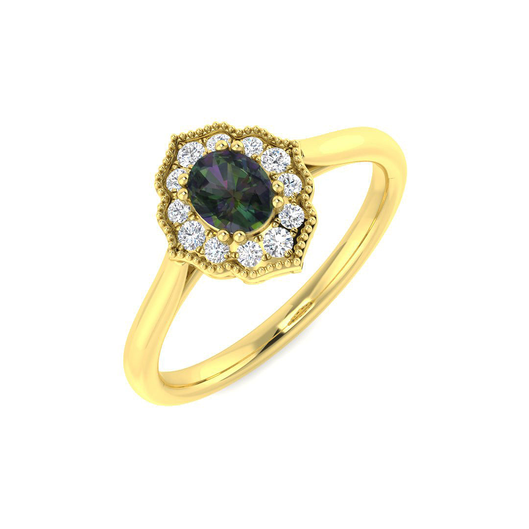 9ct Yellow Gold 0.55ct Teal Sapphire Ring