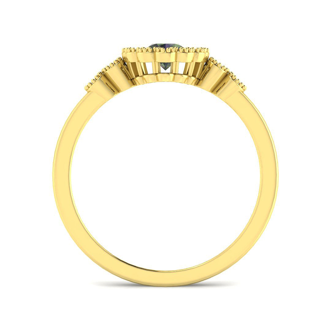 9ct Yellow Gold 0.54ct Teal Sapphire Ring