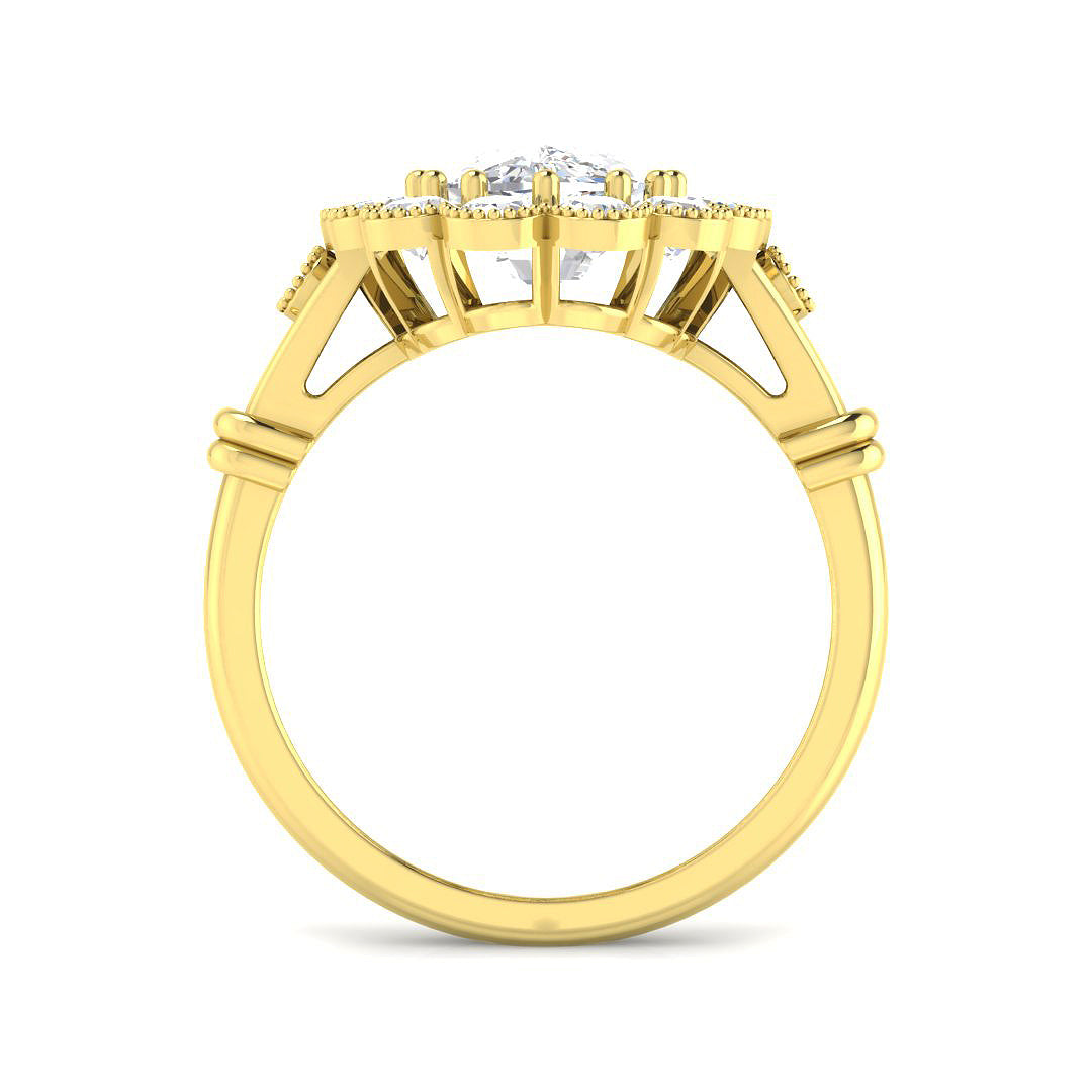 9ct Yellow Gold 3.95ct E VS1 Laboratory Grown Cvd Old Cut Ring
