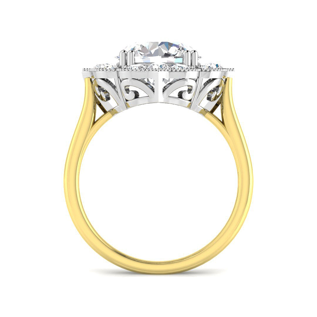 9ct Two-Tone Gold 3.57ct G VS1 Laboratory Grown Cvd Old Cut Ring