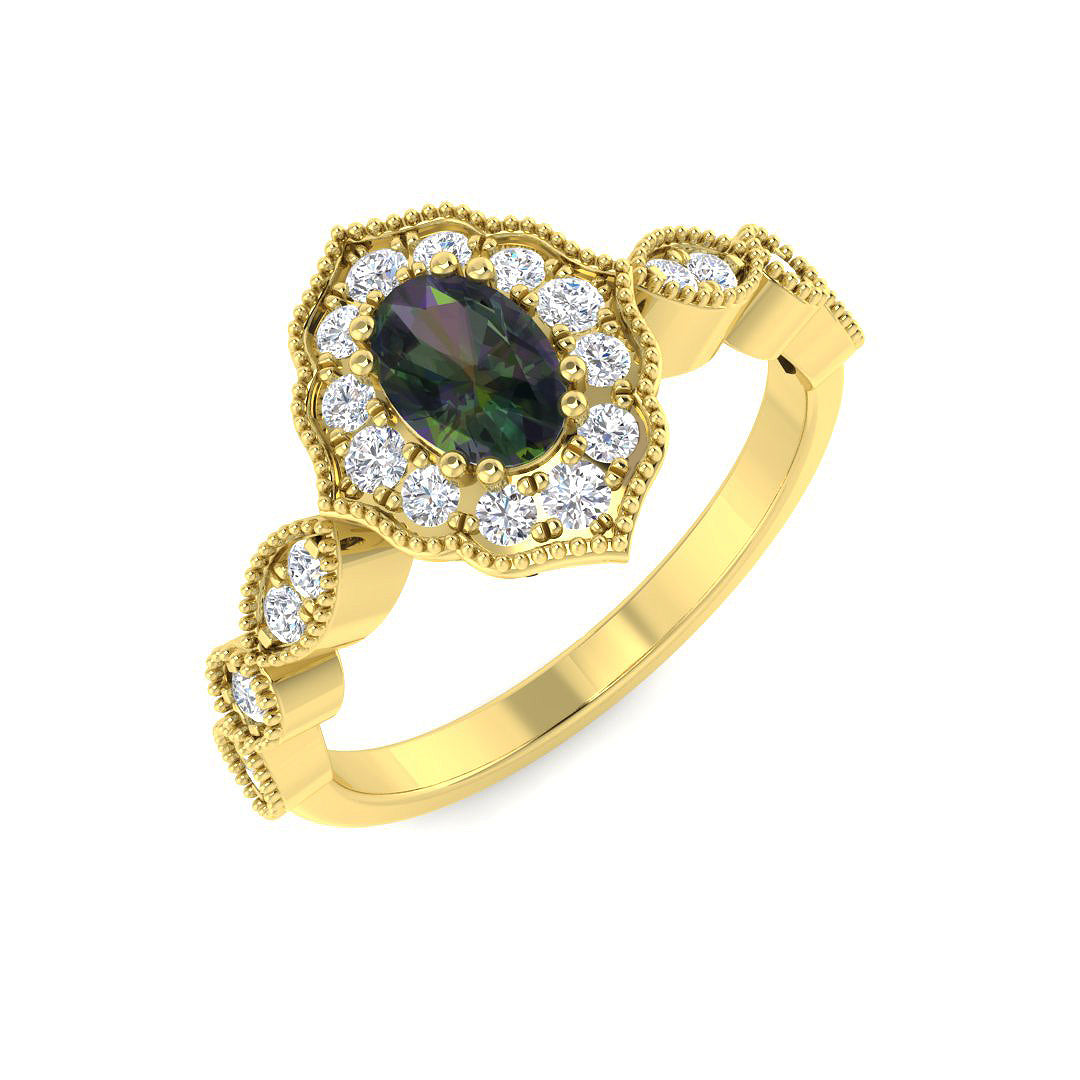 9ct Yellow Gold 0.93ct Teal Sapphire Ring