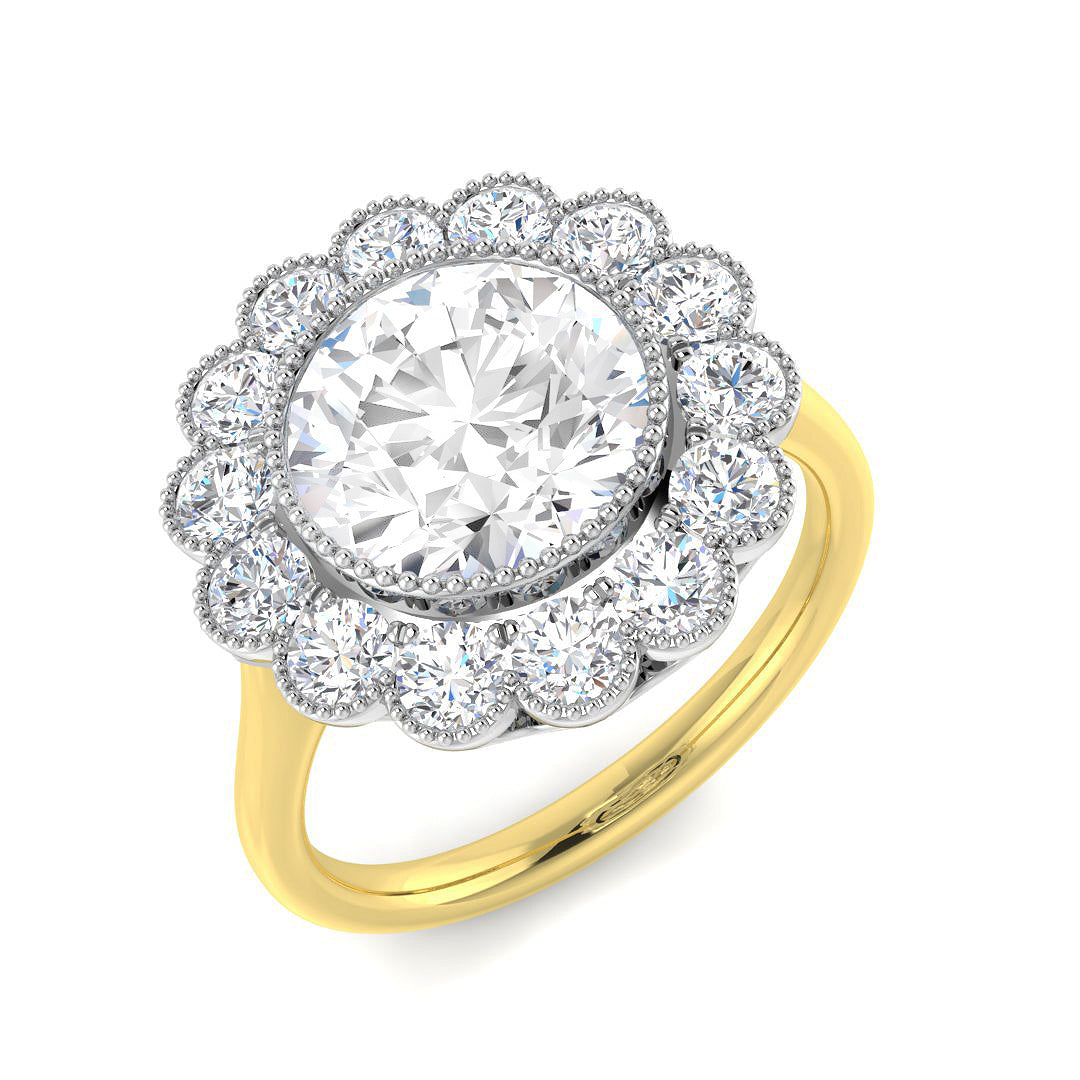 9ct Two-Tone Gold 3.91ct E VS2 Laboratory Grown Cvd Old Cut Ring