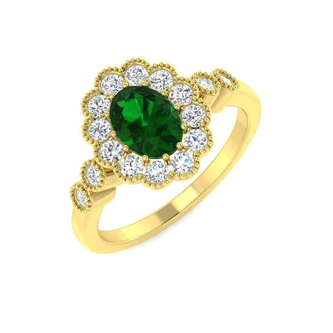 9ct Yellow Gold 1.26ct Emerald Ring