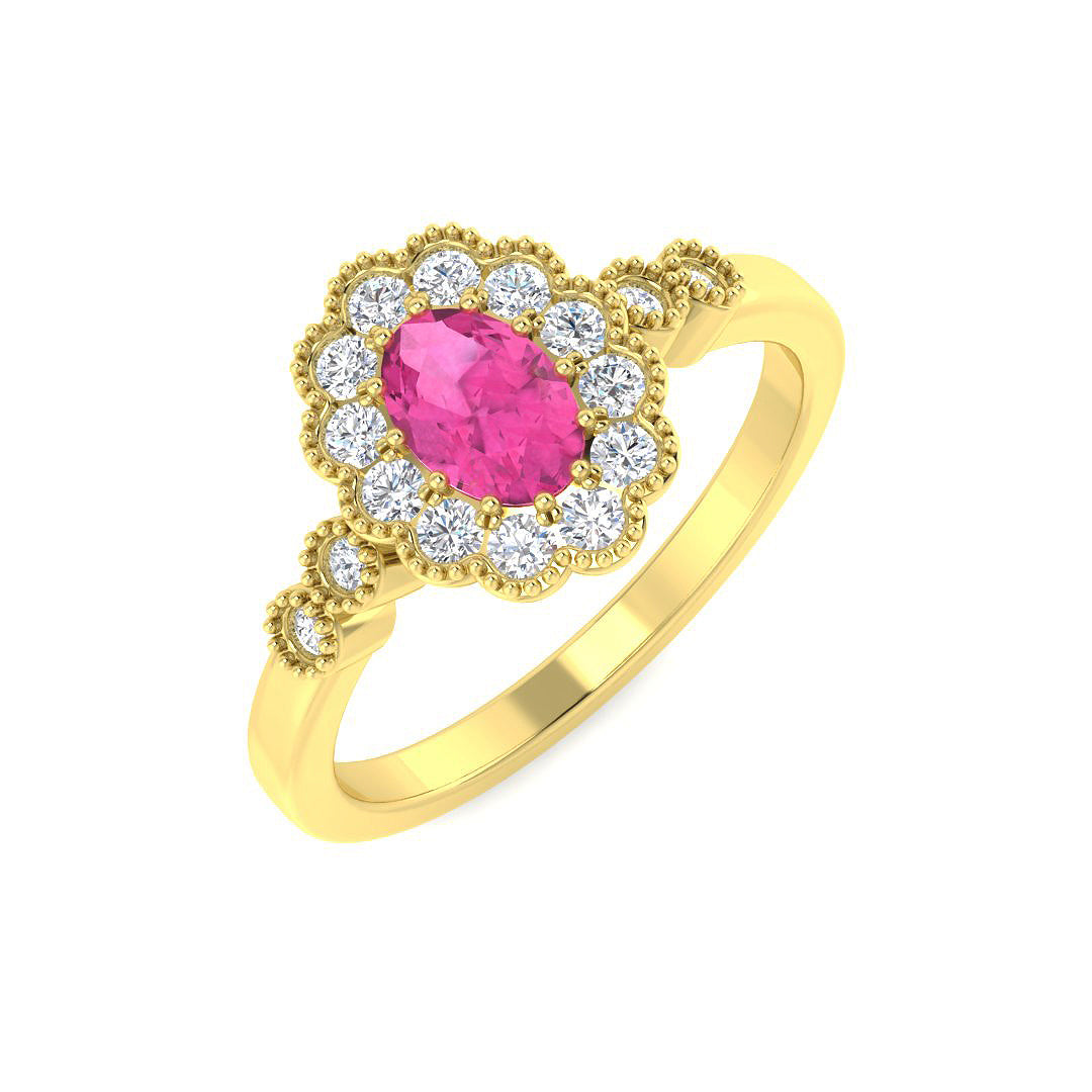 9ct Yellow Gold 0.94ct Pink Sapphire Ring