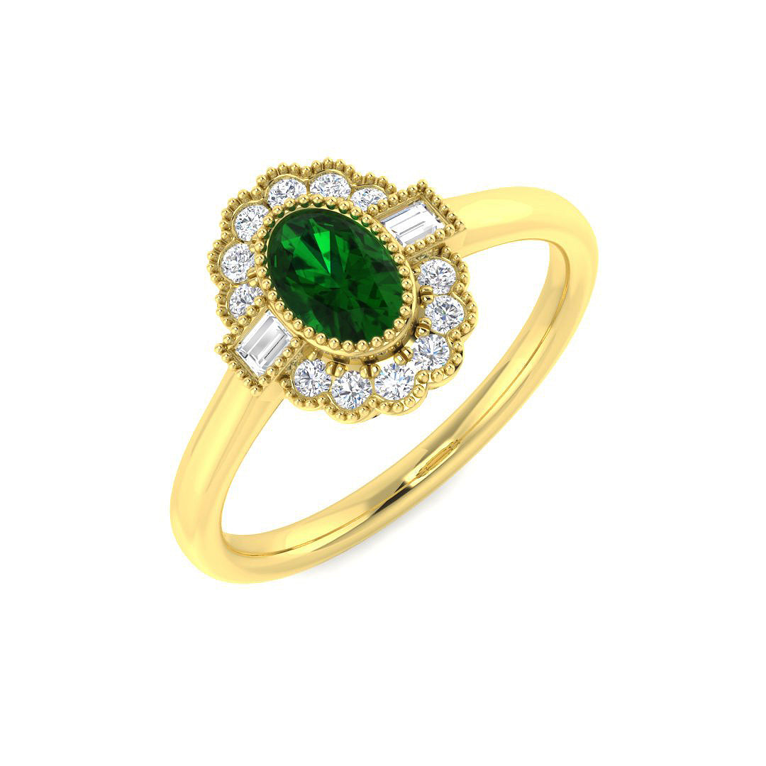 9ct Yellow Gold 0.57ct Emerald Ring