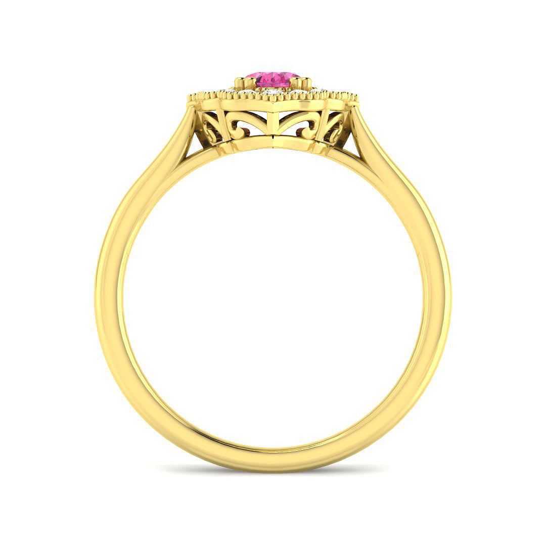 9ct Yellow Gold 0.71ct Pink Sapphire Ring