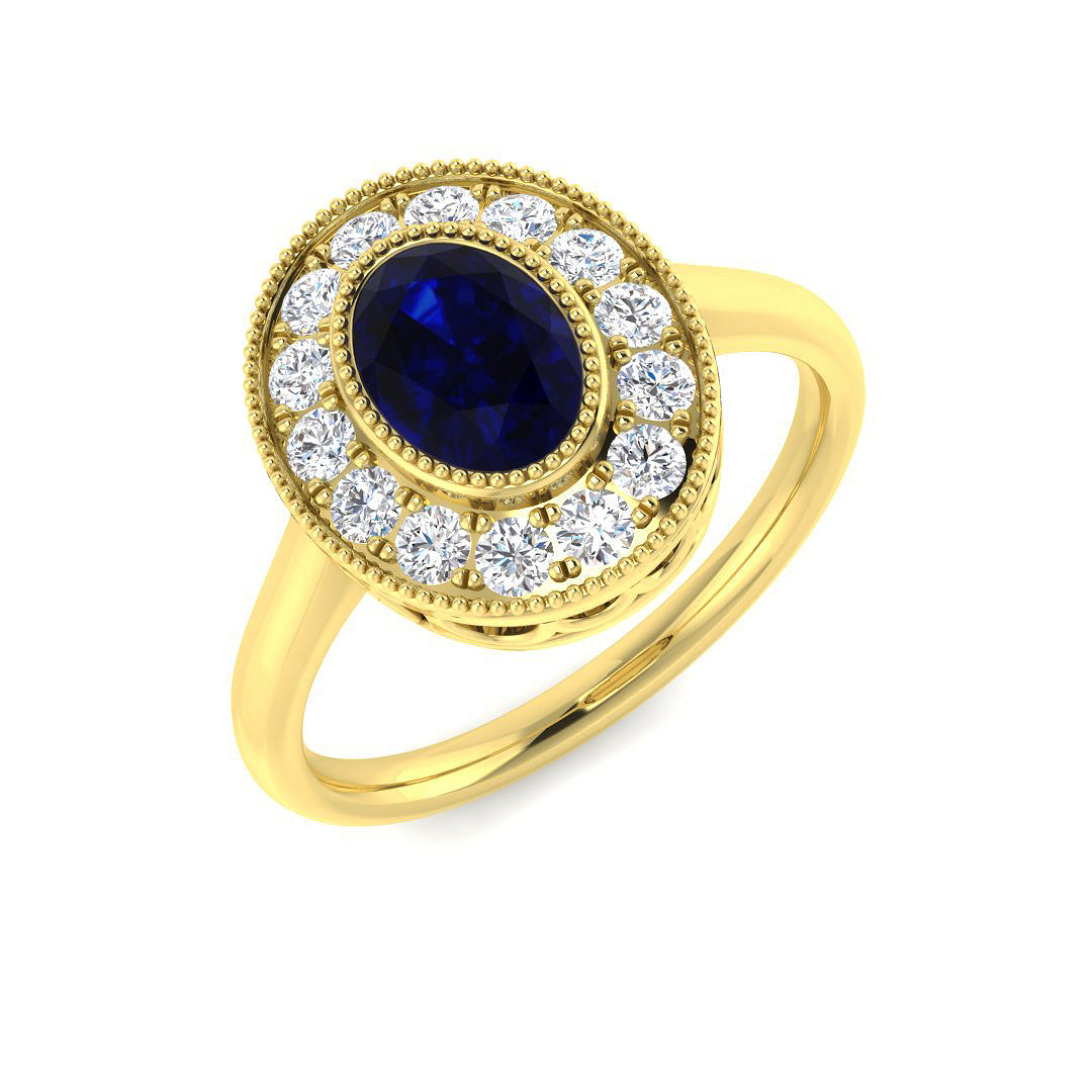 9ct Yellow Gold 1.09ct Blue Sapphire Ring