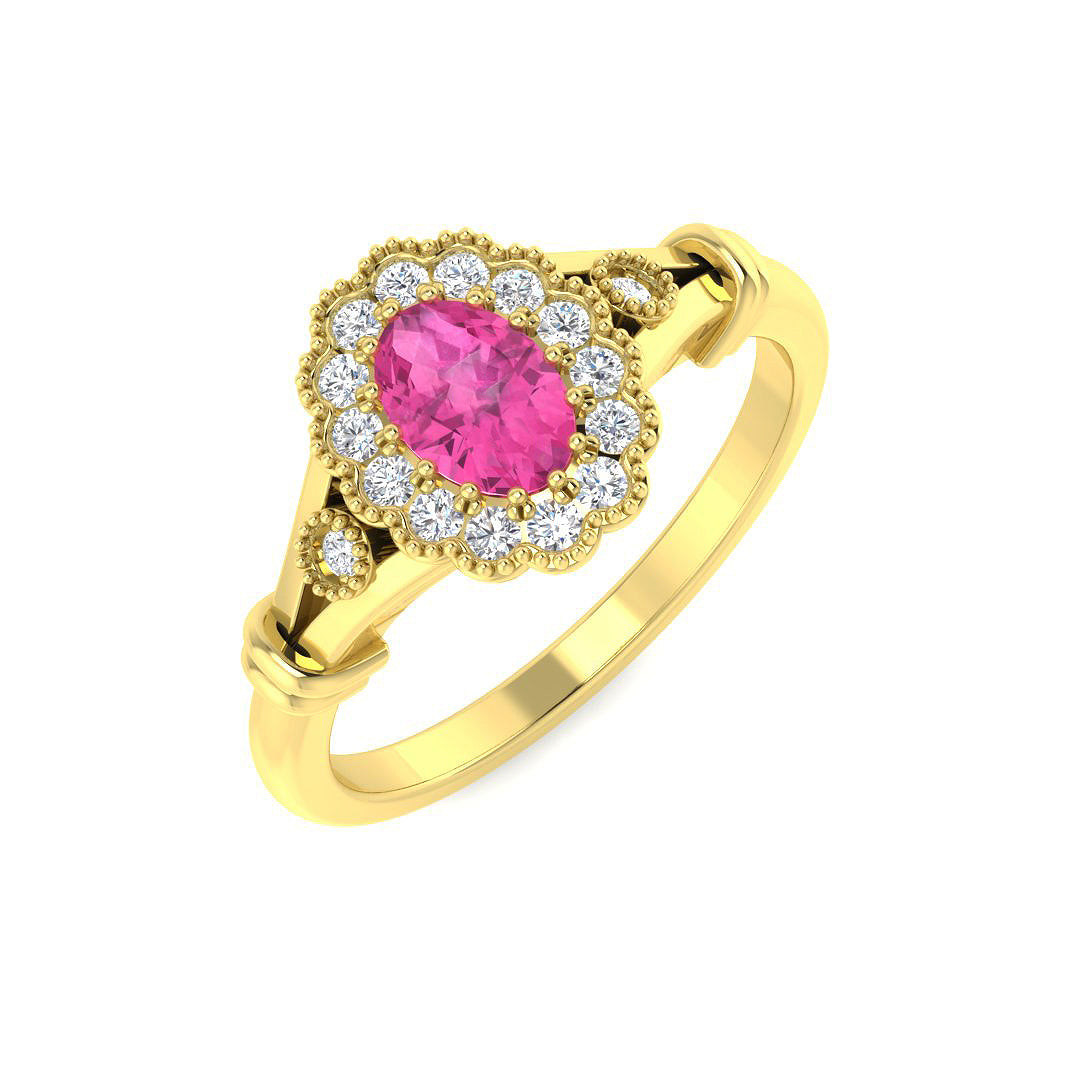 9ct Yellow Gold 0.73ct Pink Sapphire Ring