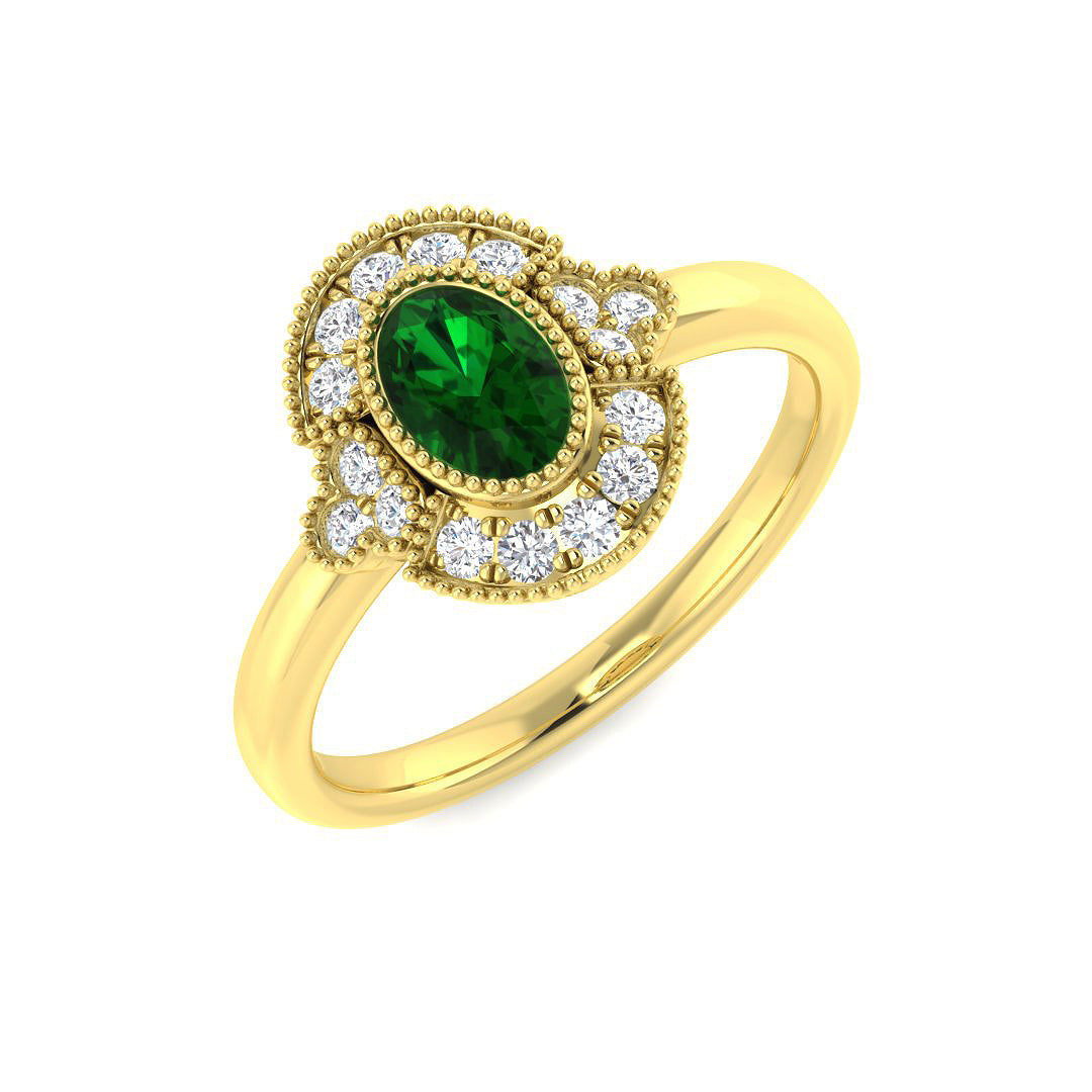 9ct Yellow Gold 0.59ct Emerald Ring