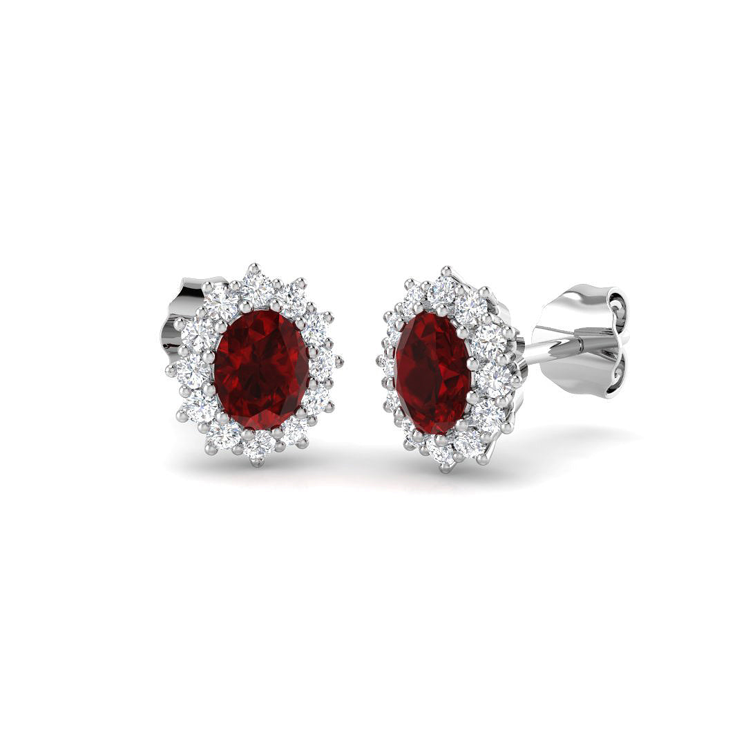 9ct White Gold 1.29ct Ruby Earrings