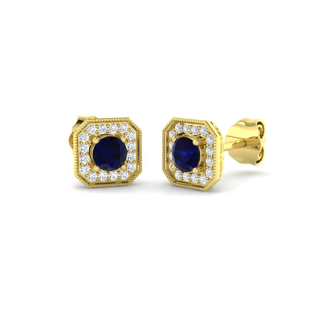 9ct Yellow Gold 0.57ct Blue Sapphire Earrings