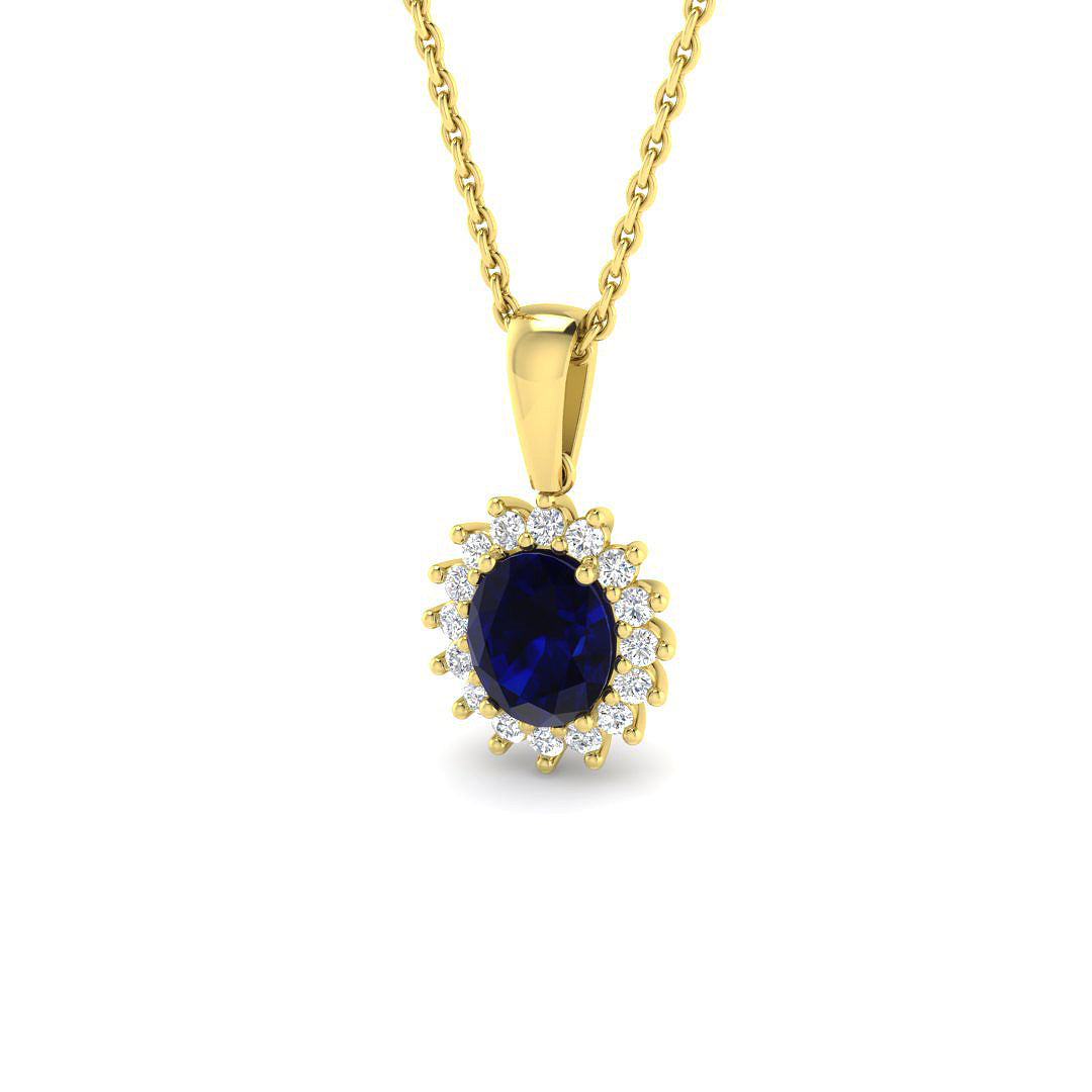 9ct Yellow Gold 0.83ct Blue Sapphire Pendant