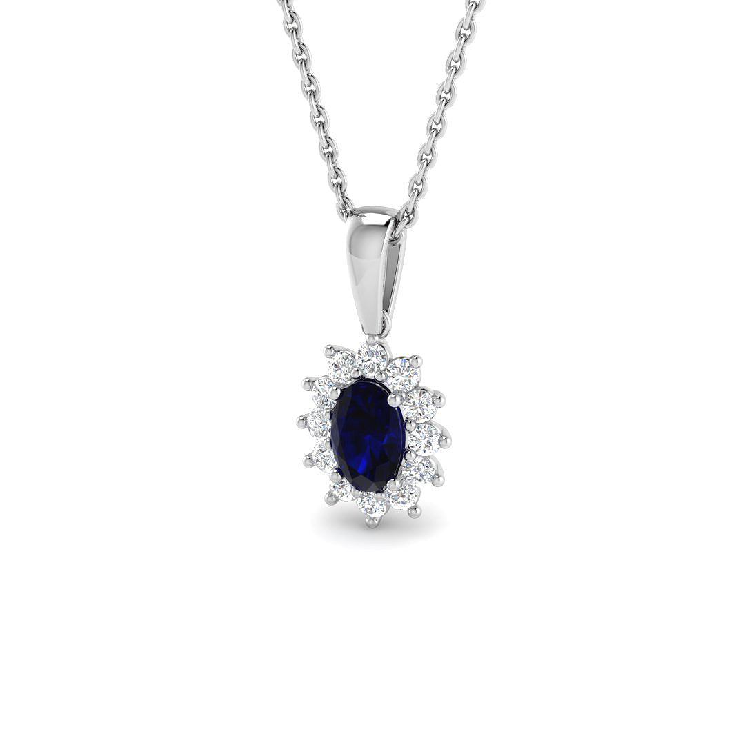9ct White Gold 0.87ct Blue Sapphire Pendant