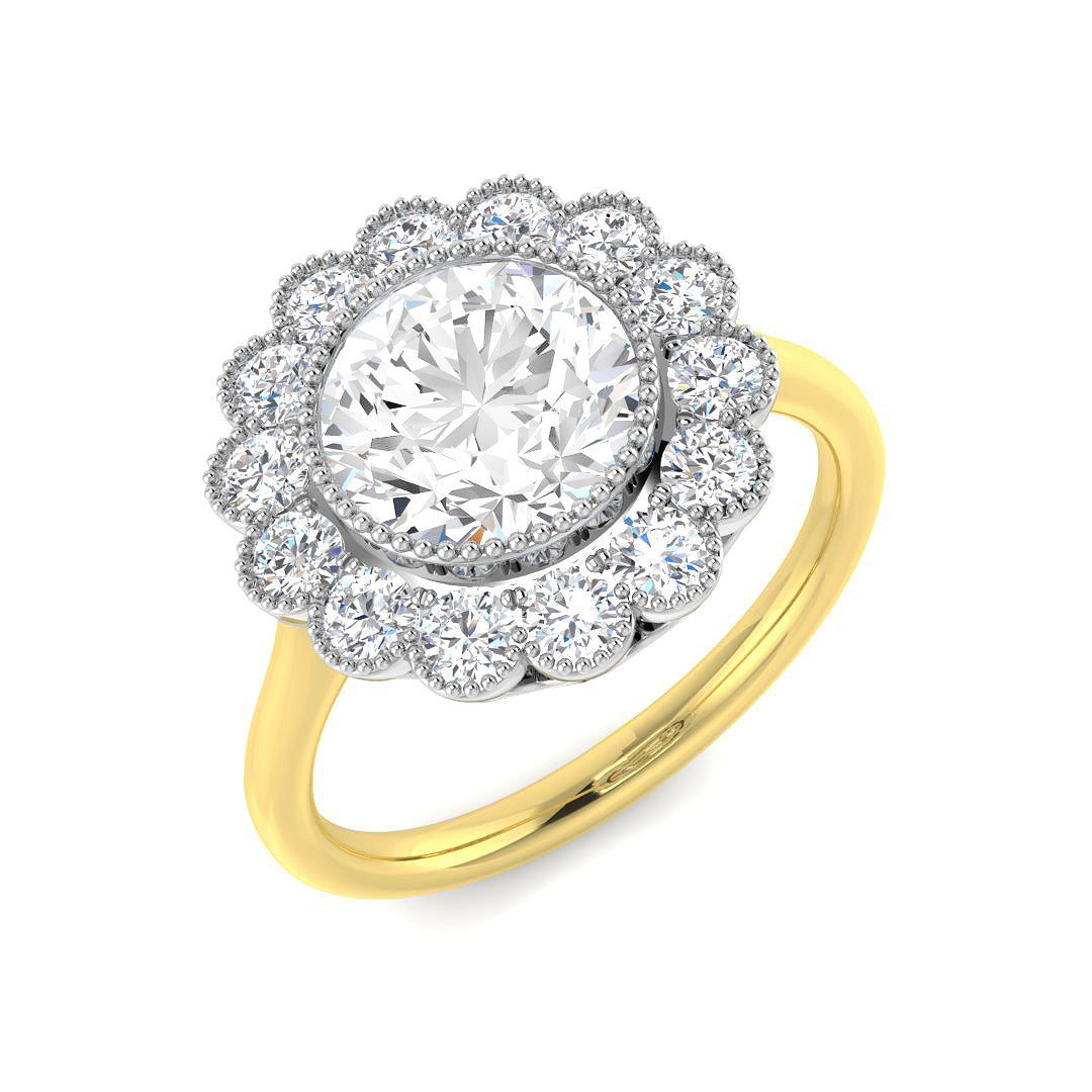 9ct Two-Tone Gold 2.54ct E VVS2 Laboratory Grown Cvd Old Cut Ring