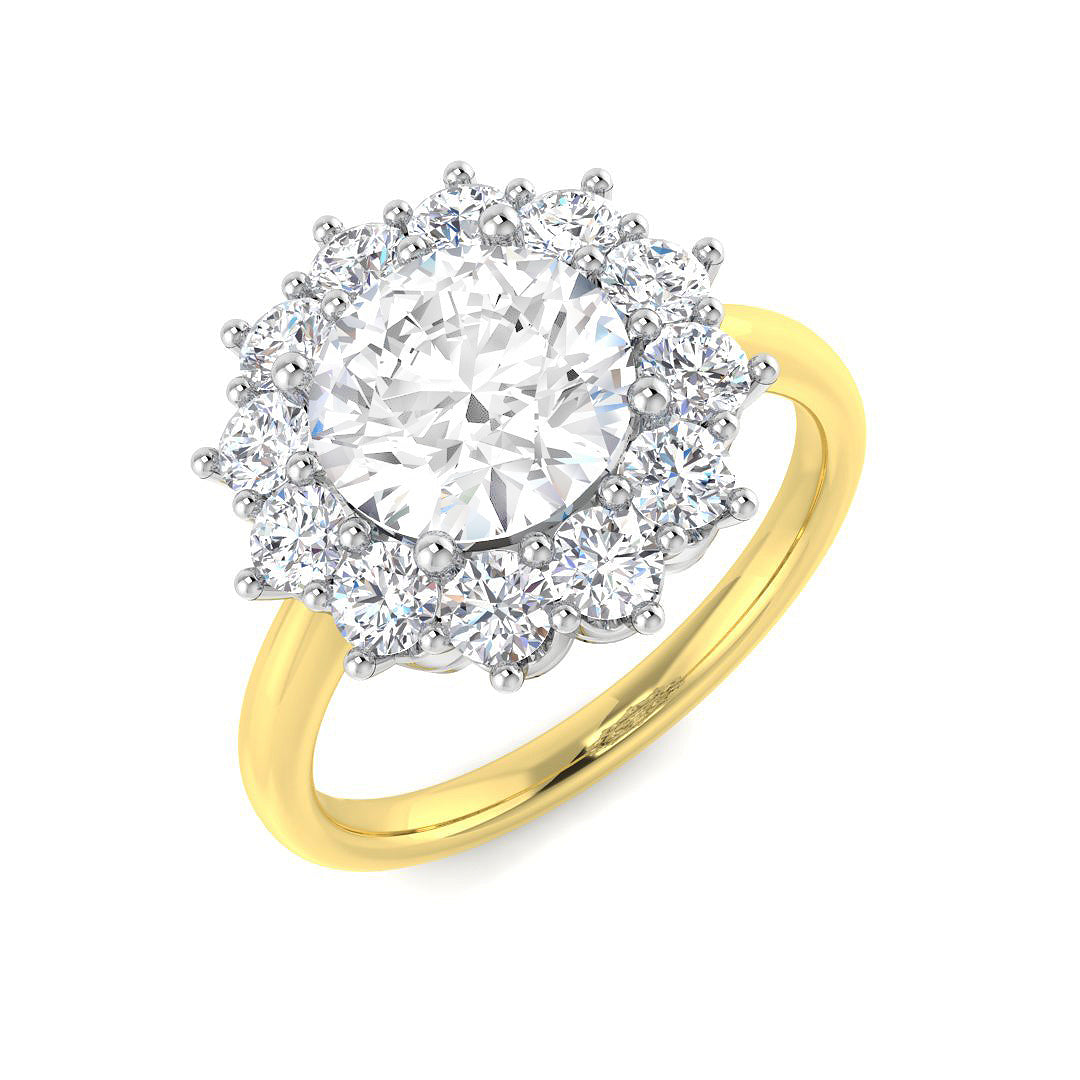 9ct Two-Tone Gold 2.87ct E VVS2 Laboratory Grown Cvd Old Cut Ring