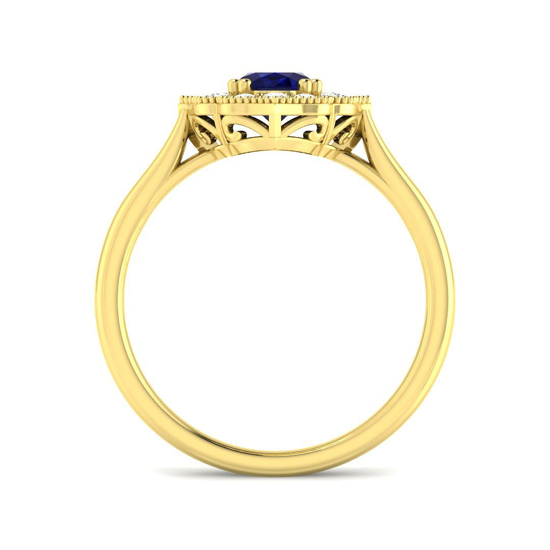 9ct Yellow Gold 1.06ct Blue Sapphire Ring
