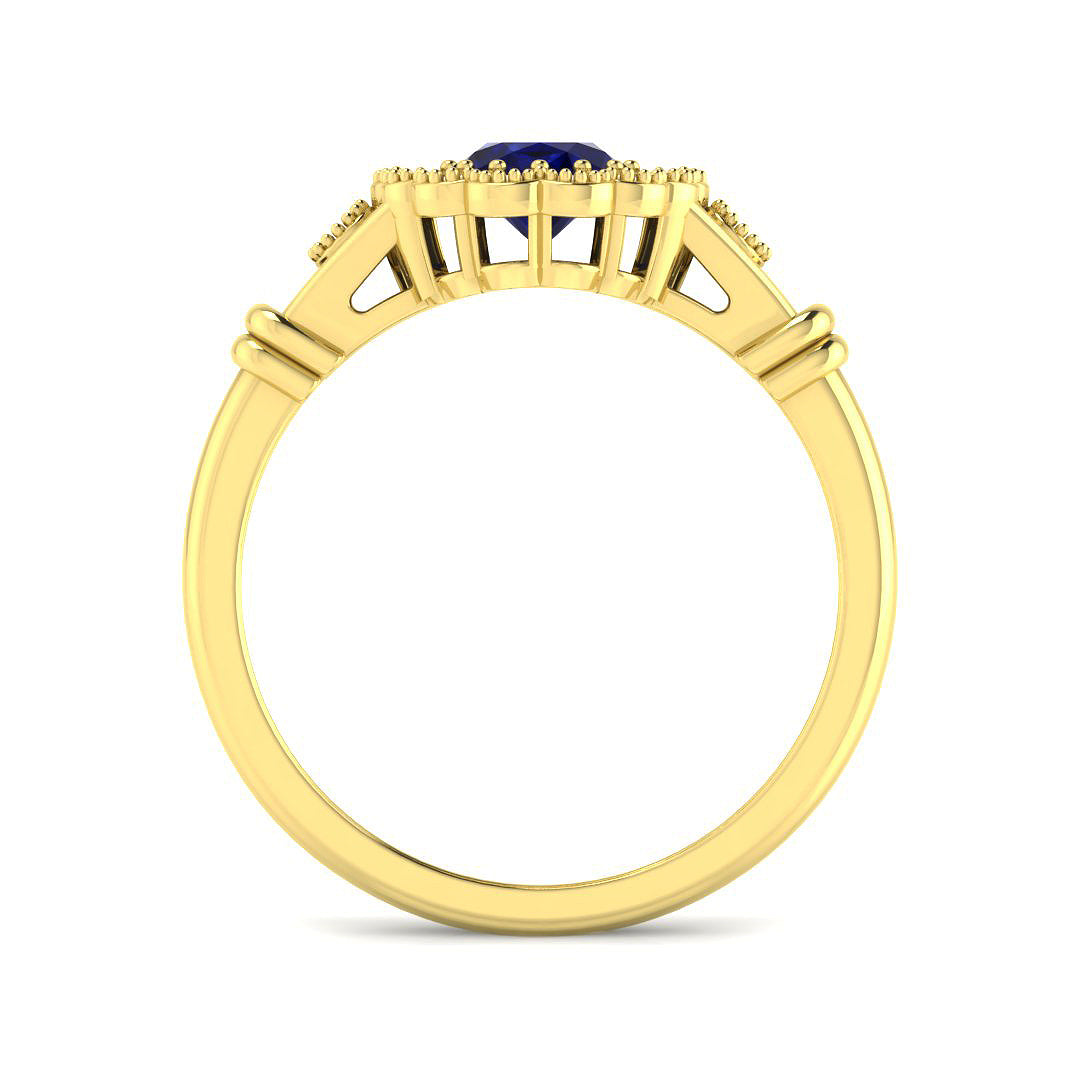 9ct Yellow Gold 1.08ct Blue Sapphire Ring