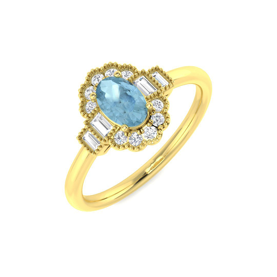 9ct Yellow Gold 0.57ct Aquamarine Ring
