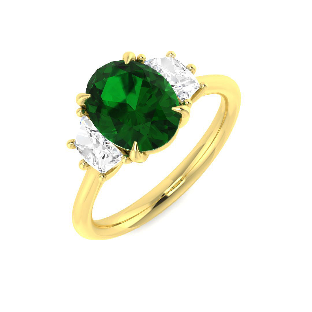 9ct Two-Tone Gold 2.34ct Laboratory Grown Lab Columbian Emerald Ring