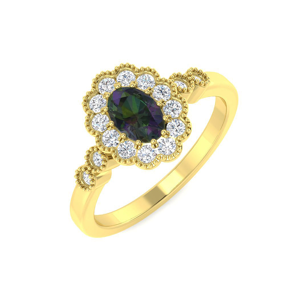 9ct Yellow Gold 0.96ct Teal Sapphire Ring