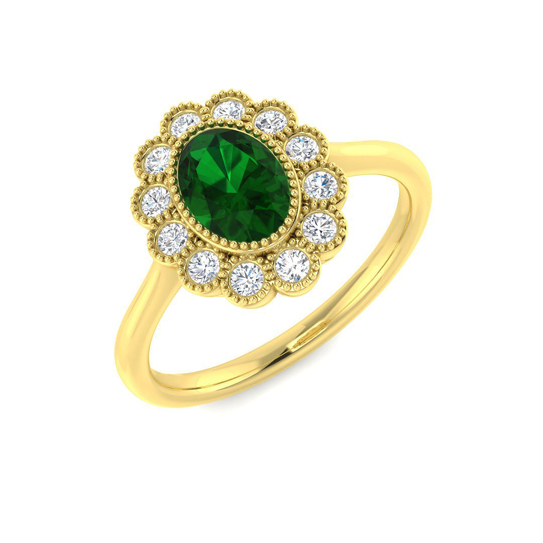 9ct Yellow Gold 1.09ct Emerald Ring