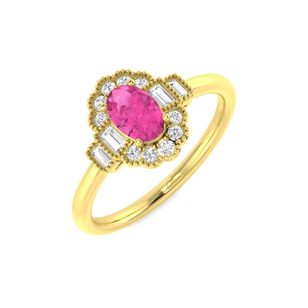 9ct Yellow Gold 0.82ct Pink Sapphire Ring