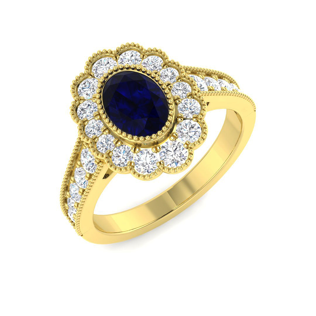 9ct Yellow Gold 1.72ct Blue Sapphire Ring