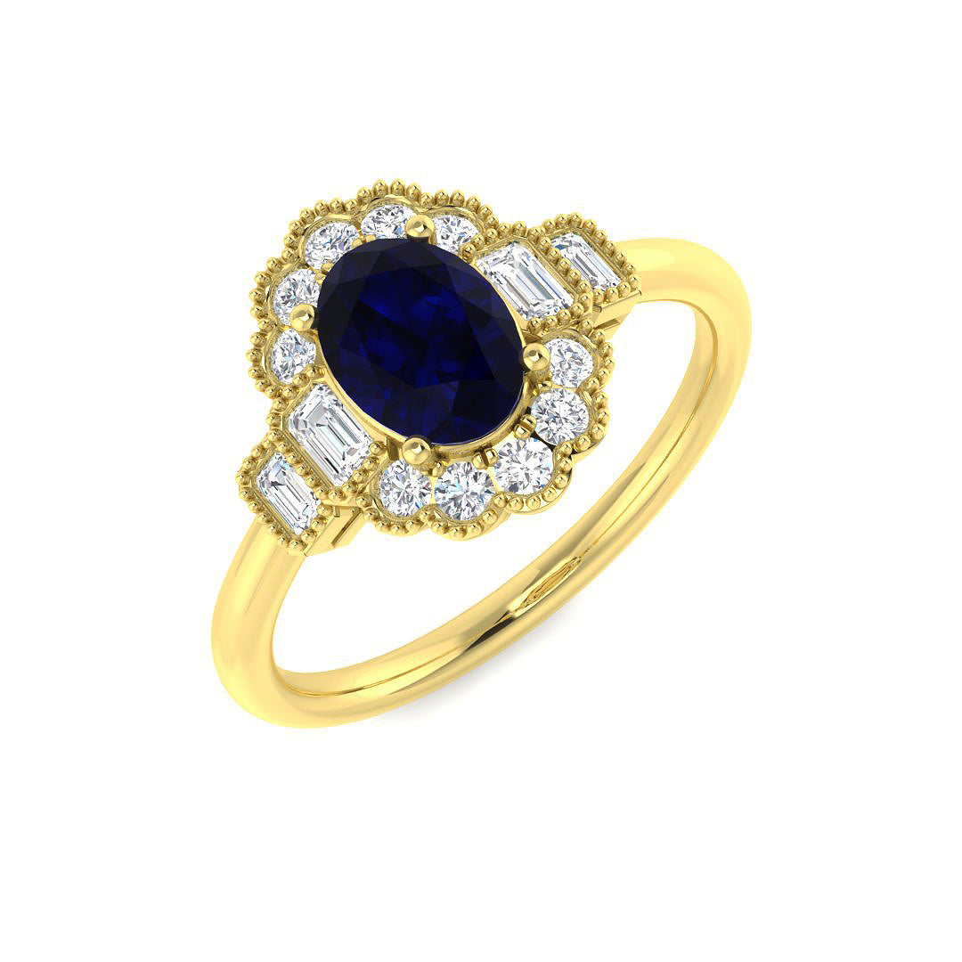 9ct Yellow Gold 1.24ct Blue Sapphire Ring