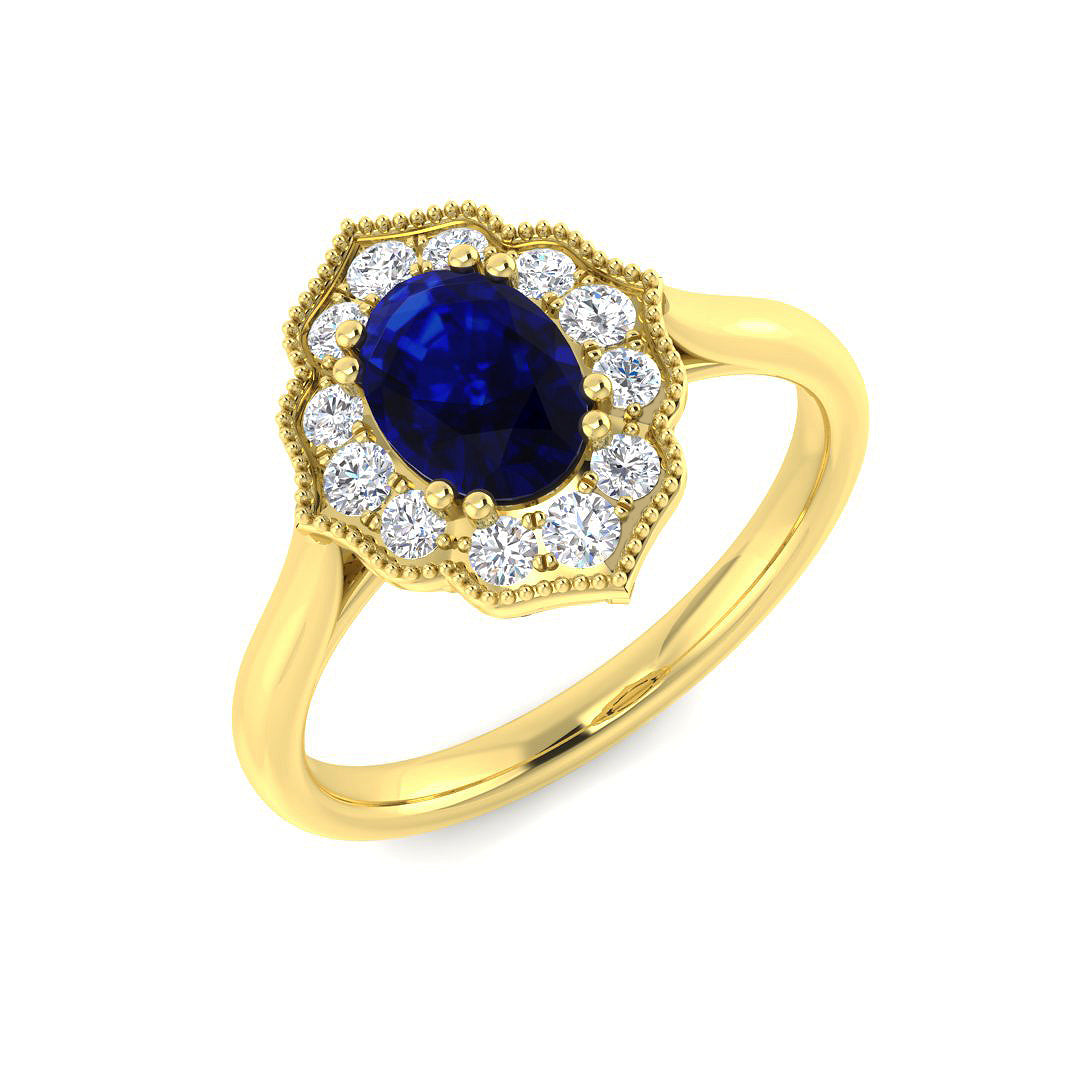 9ct Yellow Gold 1.23ct Blue Sapphire Ring