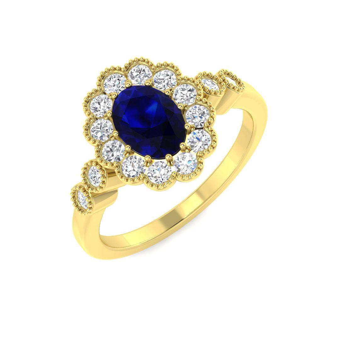 9ct Yellow Gold 1.43ct Blue Sapphire Ring