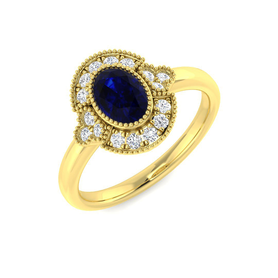 9ct Yellow Gold 0.78ct Blue Sapphire Ring
