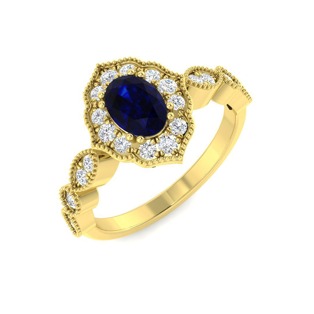 9ct Yellow Gold 0.95ct Blue Sapphire Ring