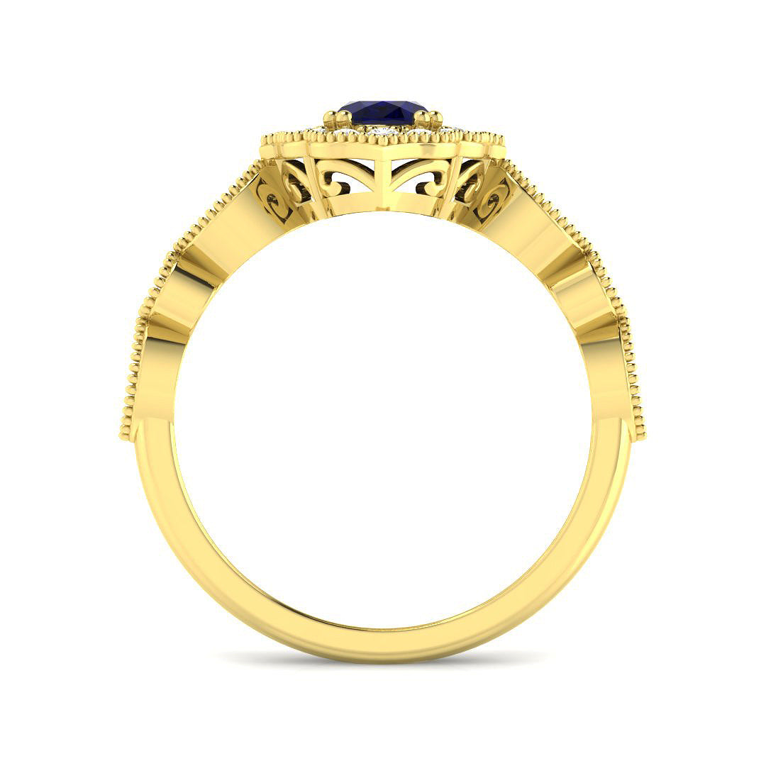 9ct Yellow Gold 0.95ct Blue Sapphire Ring