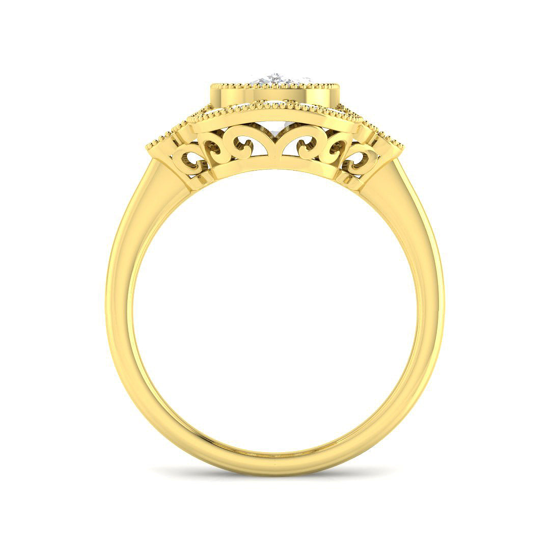 9ct Yellow Gold 3.60ct F VVS2 Laboratory Grown Cvd Old Cut Ring