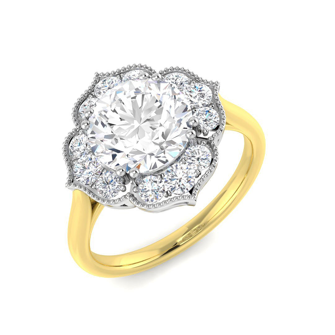 9ct Two-Tone Gold 2.44ct E VS1 Laboratory Grown Cvd Old Cut Ring